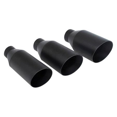 DIFFERENT TRENDS Different Trends DTEDT-24113CBK Powder Coated Series Closed Outer Casing Round Angle Cut Weld-On Double-Wall Exhaust Tip; Black - 2.25 x 4 x 8 in. DTEDT-24113CBK